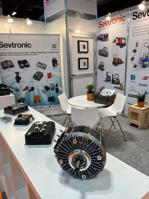 Electrified Automation motor featured on the Sevtronic stand at Logistics event in Madrid